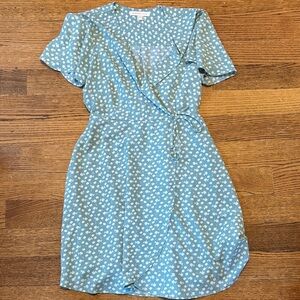 Light Green Floral Wrap Dress